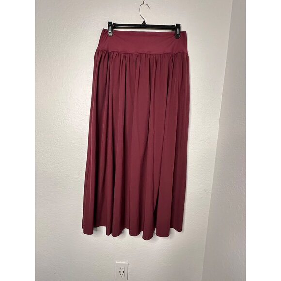 Halara Breezeful High Low 2 In 1 Flowy Quick Dry Maxi Skirt L Brief Wine Yoga XL - Picture 1 of 7